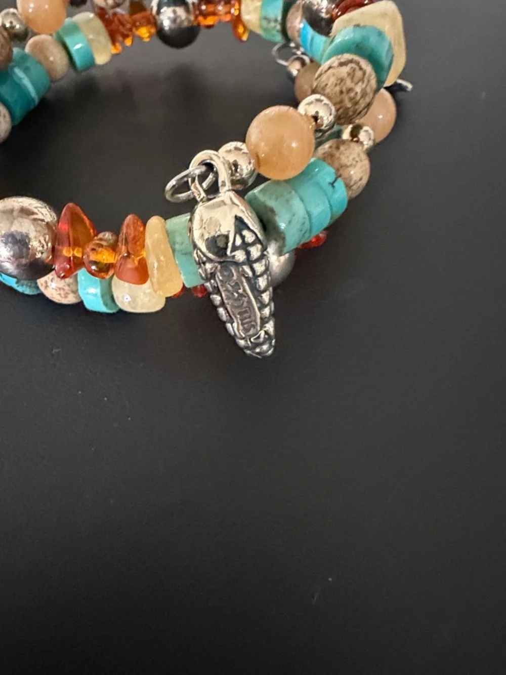 Carolyn Pollock Relios Multi Gemstone Multicolored Beaded Coil Wrap Bracelet - Picture 4 of 4